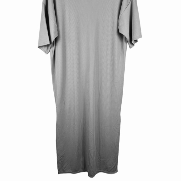 Missguided Oversized V Neck Ribbed Tshirt Midi Dress Size 2 Gray Knit Neutral - Picture 8 of 9